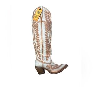 New with Tags in Box Womens 10 Corral White & Gold Embroidered Tall Western Boot